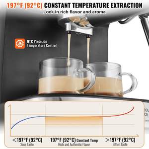 Máquina de café espresso profesional de 15 bares, pantalla táctil, máquina de café con leche semiautomática para capuchino, Espumador de leche, varita de vapor, Control NTC - Product Image 3