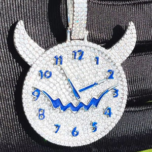 Colgante de cabeza de toro de dibujos animados con diamantes de imitación, aleación plateada, joyería Hiphop para regalo unisex - Product Image 3
