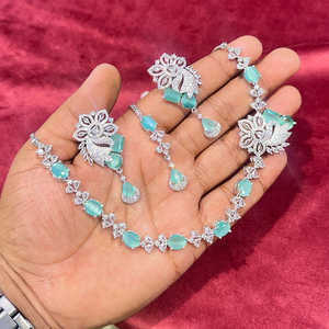 Conjunto de collar de diamantes americanos Chapado en plata 11714382MG Joyería fina Premium - Product Image 1