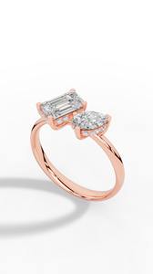 Anillo de Diamante Cultivado en Laboratorio con Corte Esmeralda y Pera Toi Et Moi de Calidad Premium, Oro de 14K, Venta al por Mayor, Fabricante y Proveedor de Joyería Fina OEM - Product Image 2