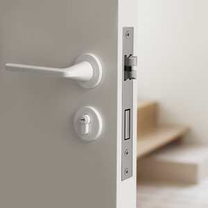 <strong>French</strong> Minimalist Bedroom Door <strong>Lock</strong> White Aluminum Alloy Door Handle Silent <strong>Lock</strong> - Product Image 4