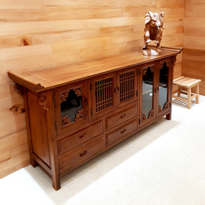 Mueble de Entrada Japonés Tradicional, Sostenible, Duradero y Delicado, de Madera de Teca con Cabeza Curva, de 6.3 Pies, para Sala de Estar o Entrada - Product Image 4