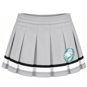 Ensemble uniforme de cheerleading pour adultes, blanc et turquoise imprimé, haut à manches courtes, jupe plissée, tenue de sport athlétique pour l'entraînement et la pratique - Product Image 3