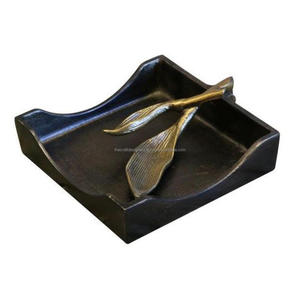 Aluminium <b>Tissue</b> Box With Gold Coated Casted Leaf Design Hot Selling Luxury Napkin/<b>tissue</b> Stand <b>for</b> <b>Wedding</b> Decoration - Product Image 5
