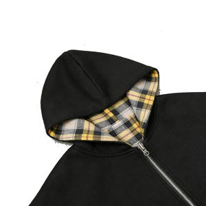 Vente en gros de sweats à capuche personnalisés pour hommes, coupe classique, surdimensionnés, à carreaux, en polaire épaisse, rayés, double couche, réversibles, style Y2K, brodés - Product Image 3