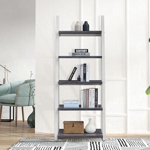 Soggiorno a 5 livelli a casa ufficio cucina camera da letto appartamento struttura in legno di gomma scaffale per scaffali libreria libreria espositore a parete - Product Image 3