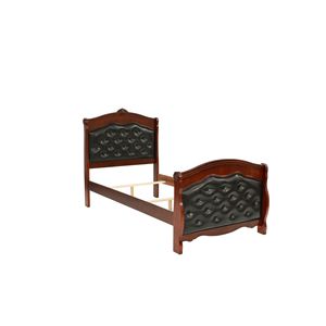 Letto singolo Dark Cherry con testiera e pediera in similpelle color espresso, imbottito, in compensato, 1 pz, per camera da letto - Product Image 3