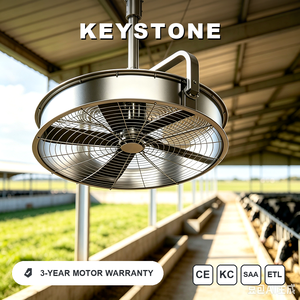Ventilateur suspendu résistant à la corrosion pour l'élevage, idéal pour les enclos de finition de bétail : réduit le stress thermique et prévient la perte de poids - Product Image 1