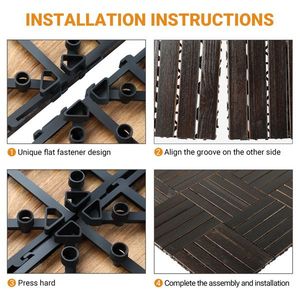 27 Pezzi di Piastrelle in Legno a Incastro 30x30 cm, Pavimentazione Impermeabile per Interni ed Esterni, Decking in Legno per Patio - Product Image 4