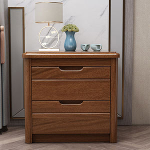 Mesita de Noche Moderna Hecha a Mano de Madera Maciza con Diseño de 2 Cajones que Ahorra Espacio para Almacenamiento en el Dormitorio y la Sala de Estar - Product Image 4