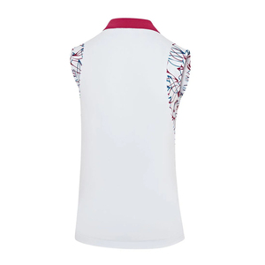 เสื้อโปโลกอล์ฟแขนกุดสีขาวสำหรับผู้หญิงแบบสั่งทำพิเศษ คอปกพับได้ ขายส่งเสื้อโปโลสำหรับผู้ใหญ่ - Product Image 4
