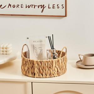 Panier à fruits en jacinthe d'eau avec poignée, panier de rangement fait main, vente en gros, écologique, fabriqué au Vietnam - Product Image 6