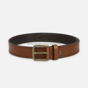 Cinturón Casual de Cuero Genuino Marrón con Acabado de Calidad y Costuras Duraderas para Hombre con Hebilla de Latón Sólido, Cinturón para Jeans - Product Image 1