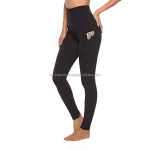 Leggings de yoga décontractés taille haute pour femmes pantalons de sport d'entraînement respirants antibactériens en Spandex/Polyester - Product Image 3