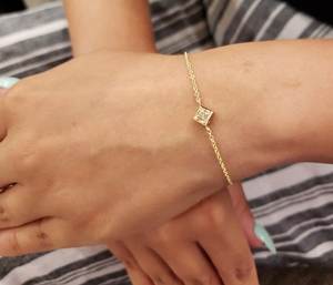 0.200 Ct 18K Gold Plated Flower Shape Brilliant Cut Diamond Chain Link <b>Bracelet</b> Women | IGI Certified Luxury Bridal Gift Party - Product Image 1