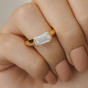 Bague de mariage/fiançailles unisexe en or blanc 14 carats de style vintage, cultivée en laboratoire IGI/GIA, diamant taillé, or jaune, cadeau de fête d'anniversaire raffiné - Product Image 1