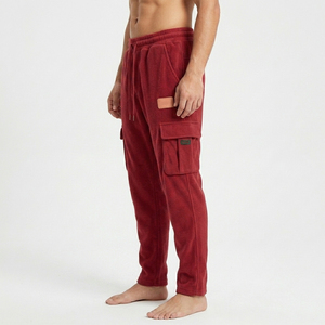 Mens Autumn Winter Thick Fleece Cargo Sweatpants Comfortable Loose Fit Elastic Waist Track Pants Multi Pocket Joggers - Product Image 3