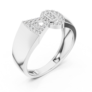 Bague de luxe pour homme plaquée or 14 carats avec diamants |   Design de boucle géométrique |   Bague en moissanite micro-pavée pour les occasions de mariage et de fête - Product Image 2