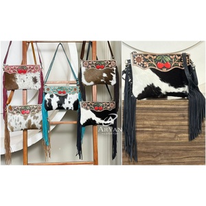 กระเป๋าถือสะพายข้างสไตล์โบฮีเมียนแบบ OEM ODM สำหรับสุภาพสตรี ทำด้วยมือจากหนังวัวแท้ ลายเชอร์รี่ กระเป๋าถือแบบบูติก - Product Image 1