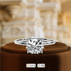 Anillo de Compromiso con Corte Princesa de 1.5 Quilates, Cultivado en Laboratorio, Oro Sólido de 14K, Estilo Halo, Certificado IGI, Anillo de Promesa de Boda Cristiano - Product Image 3