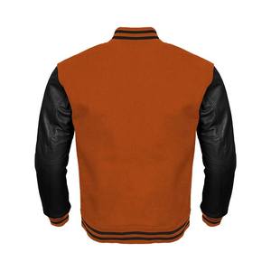 Custom Unisex Winter <b>Patchwork</b> Varsity Letterman Baseball <b>Jacket</b> with Leather Sleeve Wool Body Waterproof - Product Image 2