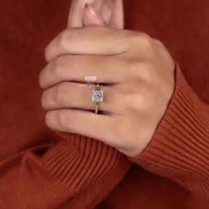 14K Gold Princess Cut Lab Grown Diamond Solitaire Engagement <b>Ring</b> Minimal Bridal Jewelry IGI Certified Wholesale Gift Her - Product Image 5