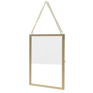 Cadre photo rectangulaire suspendu en verre transparent avec bordure en laiton, prix raisonnable, pour fleurs pressées, décoration murale - Product Image 2