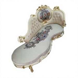 Teakwood Traditional White <b>Gold</b> Deco Convertible Set Handcrafted Solid Wood Luxury <b>Sofa</b> for Living Room Apartment Bedroom - Product Image 2