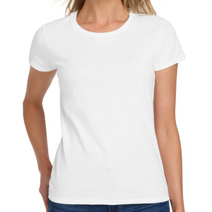 <b>Women's</b> <b>White</b> Crew Neck <b>Short</b> <b>Sleeve</b> T-<b>Shirt</b> 100% Cotton Jersey Breathable Casual Fit Regular Length Print Logo 220g - Product Image 5