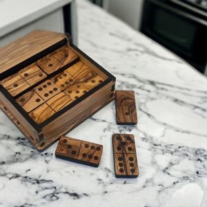 Durable Wooden <b>Dice</b> And Dominoes Puzzle Learning Game <b>Set</b> For Educational And Recreational Activities - Product Image 1
