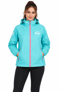 Veste de pluie imperméable à capuche pour femme, coupe-vent léger avec fermetures éclair contrastées, poignets élastiques, logo personnalisé, veste d'extérieur - Product Image 3