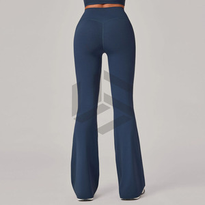 Custom logo EU Size Women's Yoga Gym <b>Flared</b> Pants High-Waisted Scrunched Butt Fitness <b>Leggings</b> Quick Dry Trousers - Product Image 1