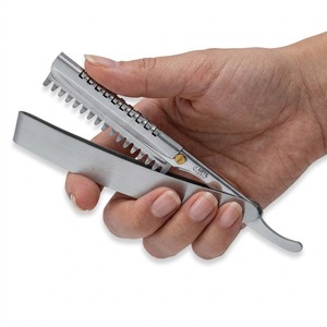 Rasoir manuel classique large pliable HRTS pour hommes, lame unique en acier inoxydable, couteau de rasage de sécurité à usage professionnel - Product Image 1