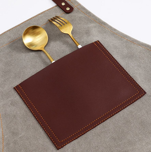 Tablier de soudeur en cuir sans manches de haute qualité pour hommes, résistant à la chaleur et aux flammes, tablier de travail robuste à 6 poches pour cuisine, chef, barbier - Product Image 3