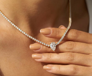 Luxury Pear and Round Moissanite Pendant Tennis Necklace <b>Iced</b> Out <b>Chain</b> Hip Hop Jewellery Romantic Bridal Gift - Product Image 4