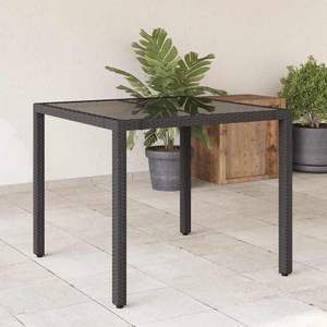 Robusto Tavolo da Giardino 35.4 X 35.4 Pollici in Rattan PE Nero - Product Image 1