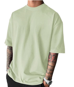 Oversized <b>Drop</b> Shoulder Solid Color Lightweight Breathable Vintage t Shirts For Men Wholesale Vintage Streetwear Tee Shirts - Product Image 1