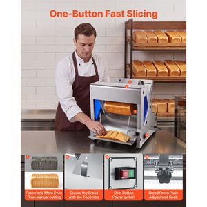 Machine à trancher le pain électrique 370W, en aluminium moulé sous pression, équipement de boulangerie commercial, trancheuse à pain de comptoir, épaisseur de coupe de 12 mm - Product Image 5