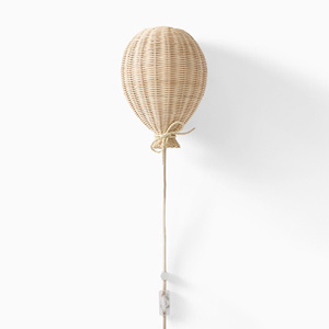 Natural High Quality Handcrafted Rattan Balloon Wall Sconce Lamp <b>Plug</b>-<b>in</b> Night <b>Light</b> Suitable For Nursery & Kids Room - Product Image 2