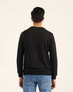 Sweat-shirts classiques en molleton noir, coupe décontractée, de haute qualité, couleur noire unie, manches longues, pour l'hiver - Product Image 4