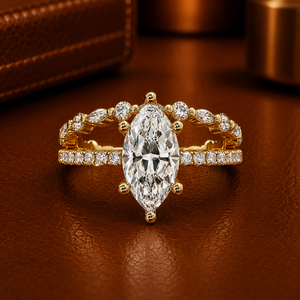 Hot Selling Marquise Cut Dual Band Floating <b>Crown</b> Lab Grown Diamond <b>Ring</b> IGI Certified 18K Solid Gold Engagement <b>Rings</b> For Women - Product Image 1
