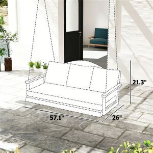 Natural Outdoor Terrace <b>Swing</b> with Cushion Porch <b>Swing</b> <b>Frame</b> for Patio Use - Product Image 6