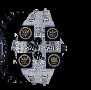 Reloj de Cuarzo con Incrustaciones de Moissanita Imperial Jewels, Estilo Hip Hop, Correa de Acero Inoxidable de Lujo, GPS, Fecha Automática, Unisex - Product Image 1