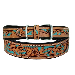 Petit collier de chien en cuir de vache occidental de haute qualité doux rembourré outillage à la main sculpture haut sur mesure Design haut en gros - Product Image 1
