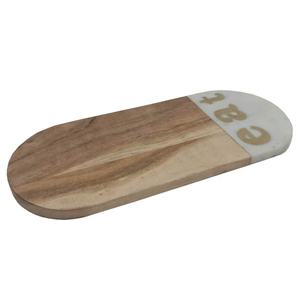 Acacia Wooden Rectangle Chopping Block With Marble Handle Anti-Slip Kitchen Cutting Board Handmade Cheese Serving Tray Platters - Product Image 1