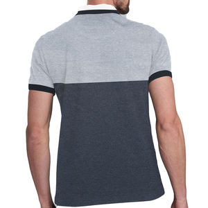 Men's Short Sleeve Color Blocked Knitted <b>Polo</b> Shirt Regular Fit Casual Black <b>White</b> - Product Image 3