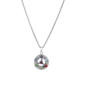 Collier Pendentif Cercle Chakra en Argent Sterling 925 avec Pierres Précieuses, Tendance, pour Femme, Idéal pour Fiançailles, Mariage, Fêtes, Vente en Gros - Product Image 1