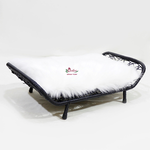 Modern Black Iron Woven Eco-friendly Cat <b>Bed</b> Rectangular Breathable Animal Pattern Removable & Washable Indoor Use - Product Image 1