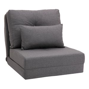 Poltrona Convertibile con Schienale Regolabile, Divano Letto Imbottito, Struttura in Metallo, Divano Pigro Estensibile da Terra, Cuscini in Metallo Pieghevoli - Product Image 1