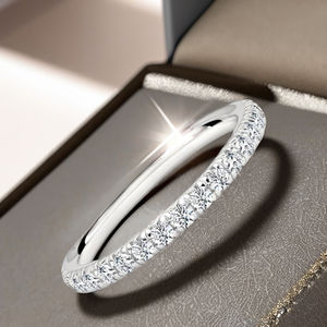 Anillo de Boda Apilable de Plata 925 con Moissanita y Baño de Rodio para Mujer, Joyería Fina de Moda, Media Eternidad, Anillo a Juego para Aniversario - Product Image 5